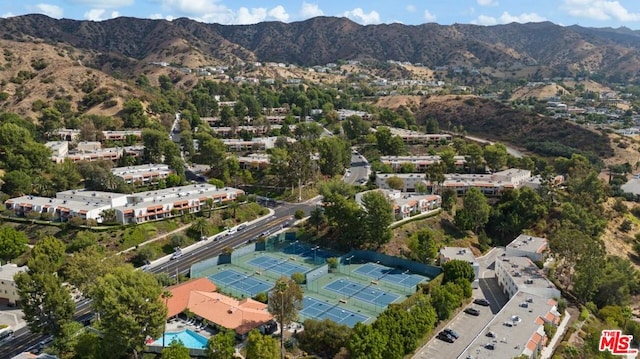 aerial view with a mountain view