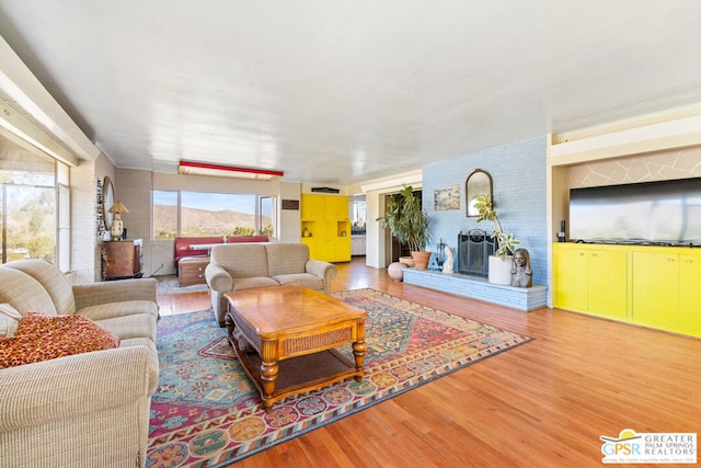 living room with hardwood / wood-style floors