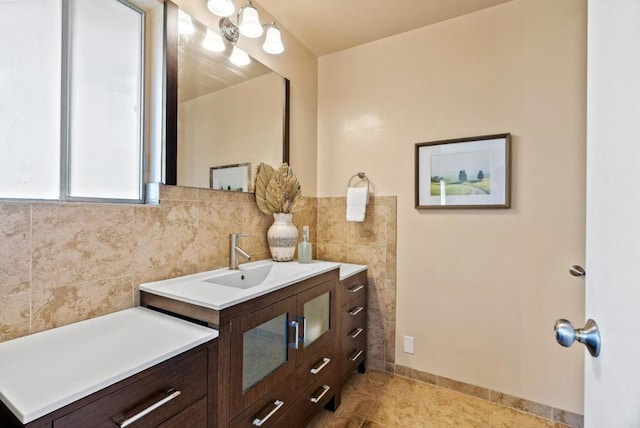 bathroom with tile patterned floors and vanity