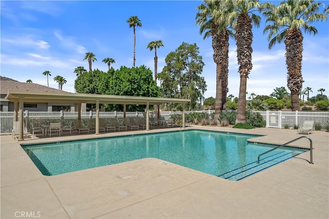 view of swimming pool with a patio