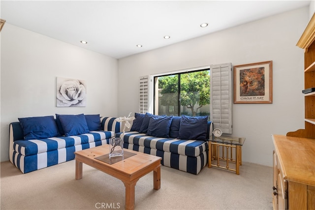 living room with light carpet