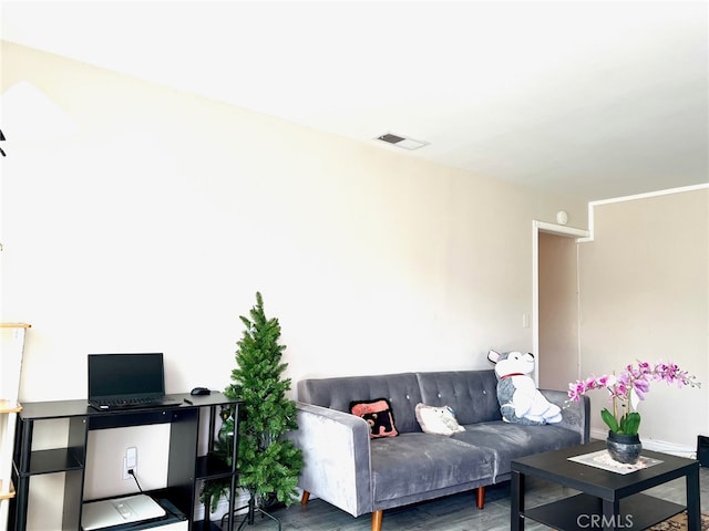 living room with hardwood / wood-style flooring