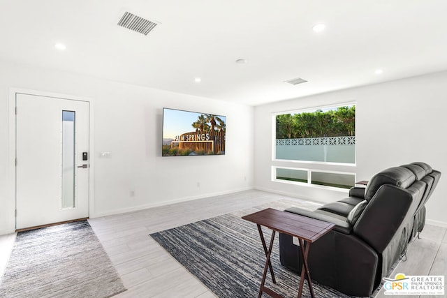 living room featuring light hardwood / wood-style flooring