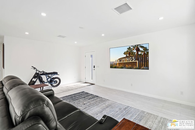 living room featuring light wood-type flooring