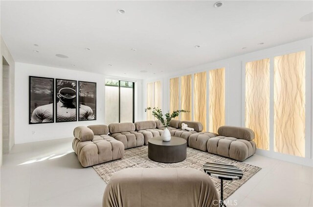 view of tiled living room