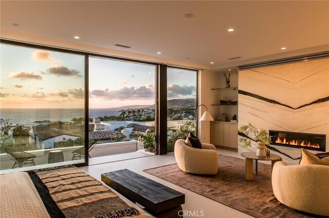 lobby with a water view