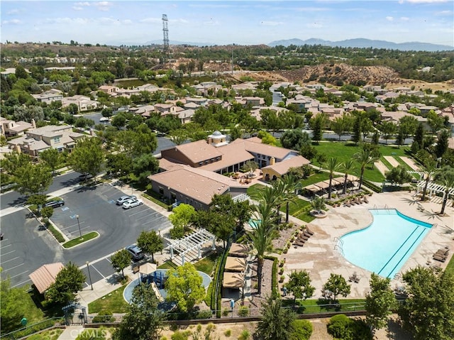 bird's eye view with a mountain view