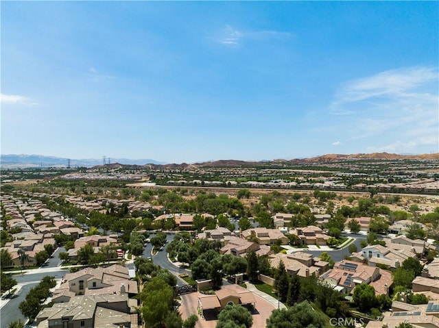 drone / aerial view with a mountain view