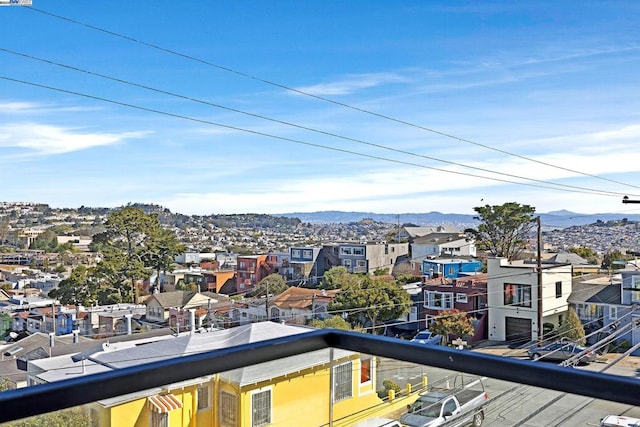 balcony featuring a mountain view