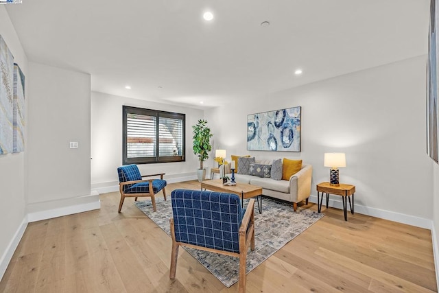 living room featuring light wood-type flooring