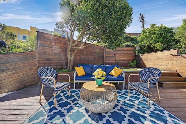 deck featuring an outdoor living space