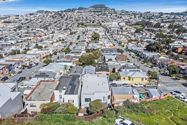 drone / aerial view featuring a mountain view