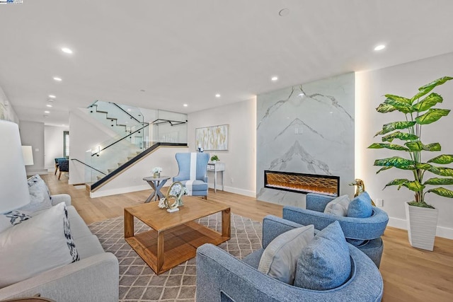 living room featuring light hardwood / wood-style flooring