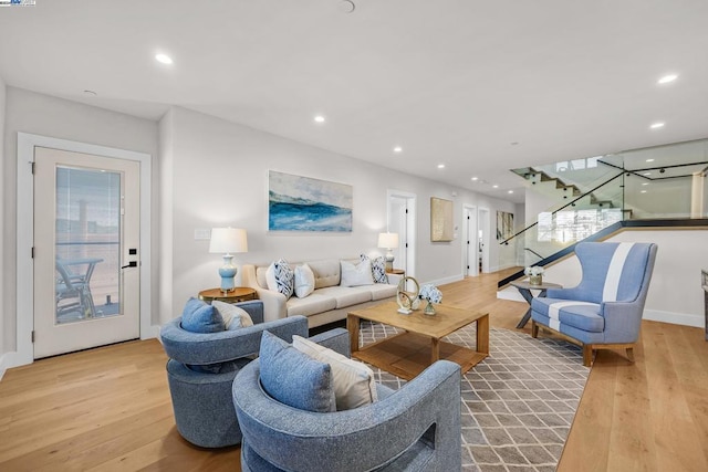 living room featuring light hardwood / wood-style flooring