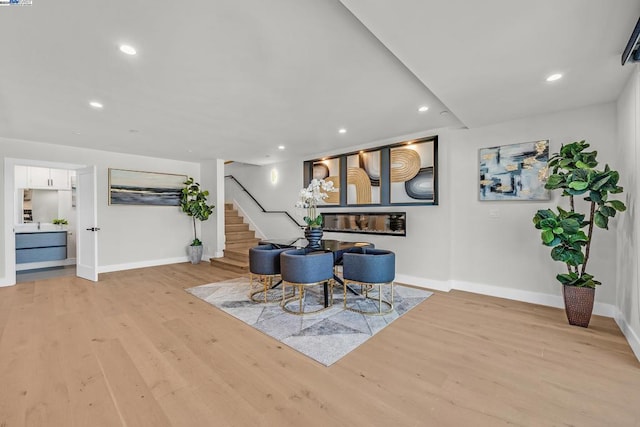 living area featuring light wood-type flooring