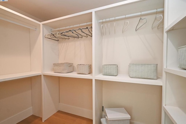 walk in closet featuring hardwood / wood-style flooring