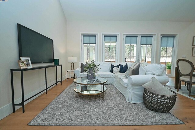 living room with light wood-type flooring