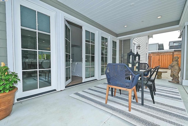 view of patio / terrace featuring french doors