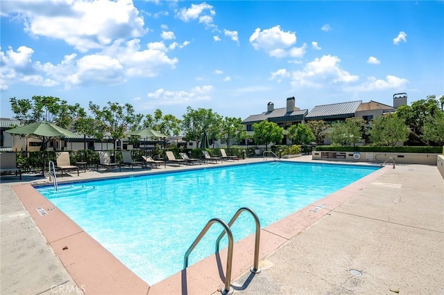 view of pool featuring a patio area