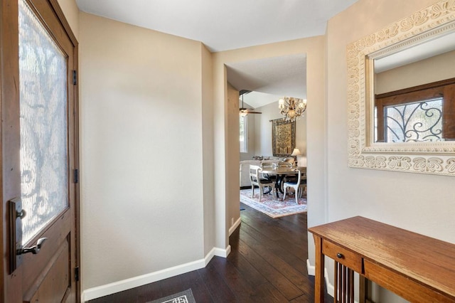 foyer entrance with dark hardwood / wood-style flooring and a wealth of natural light