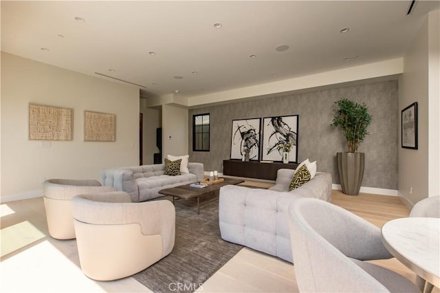 living room featuring light hardwood / wood-style flooring