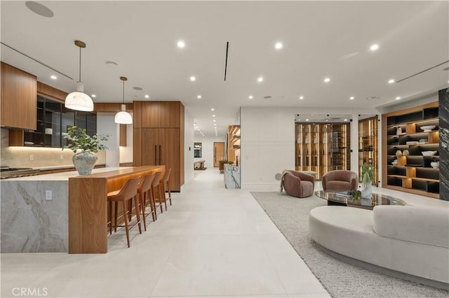 view of tiled living room