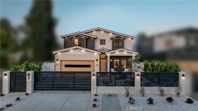 view of front of home with a garage