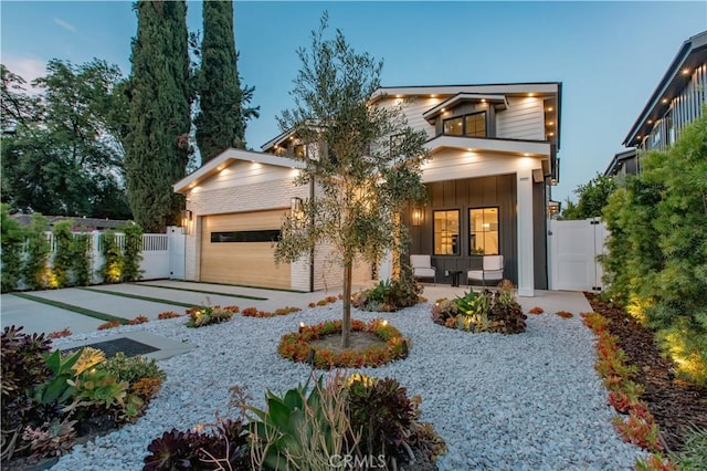 contemporary home with a garage