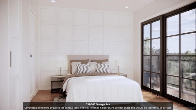 bedroom featuring wood-type flooring