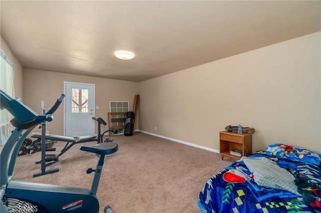 exercise room featuring carpet