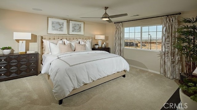 bedroom with carpet and ceiling fan