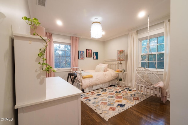 bedroom featuring dark wood-type flooring