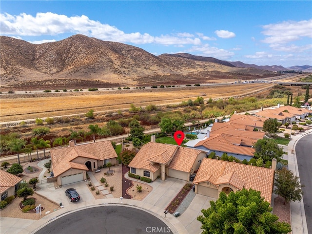 aerial view with a mountain view