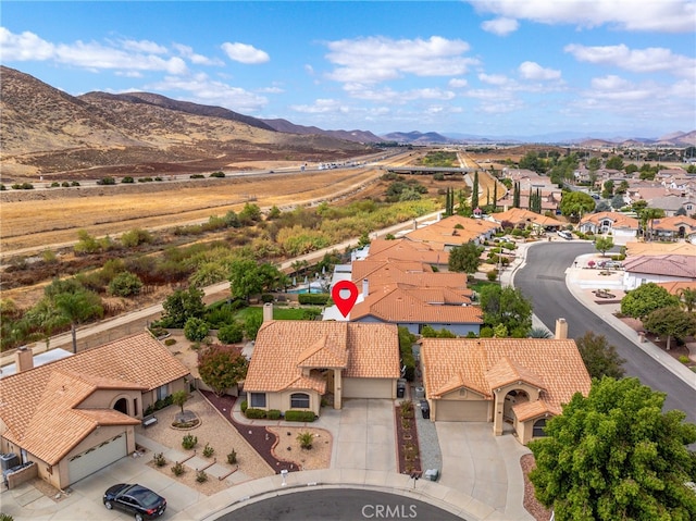 drone / aerial view with a mountain view