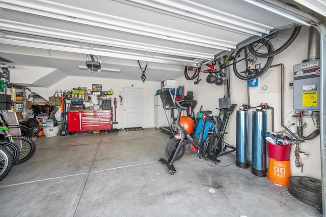 garage with a garage door opener