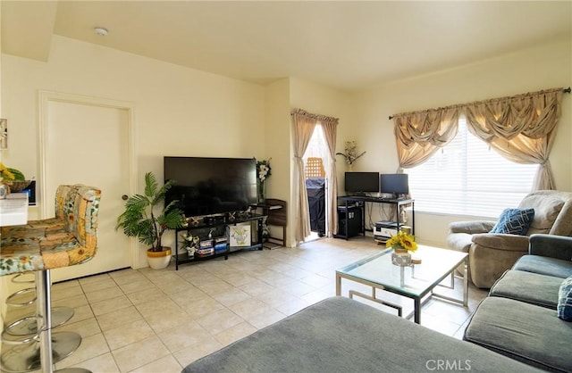 view of tiled living room