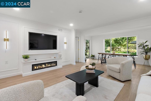 living room with light hardwood / wood-style floors