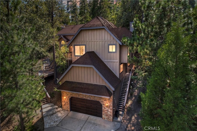 view of front of home with a garage