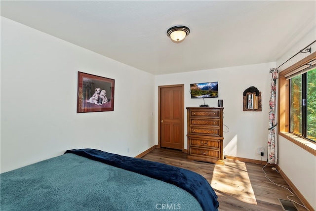 bedroom featuring dark wood-type flooring