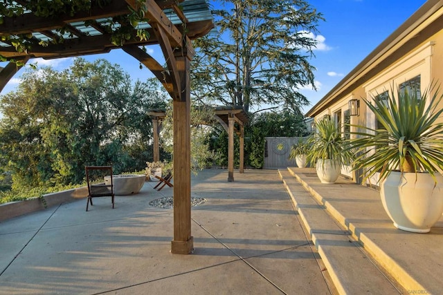 view of patio featuring a pergola