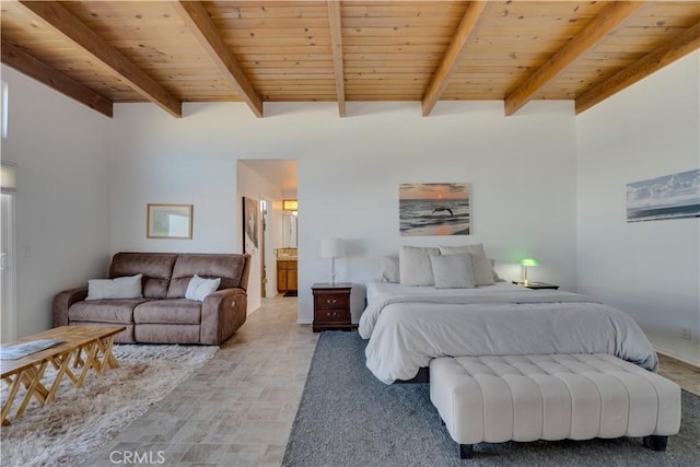 1612 Strand, Oceano, CA 93445 - bedroom with a wood ceiling with exposed beams and connected bathroom