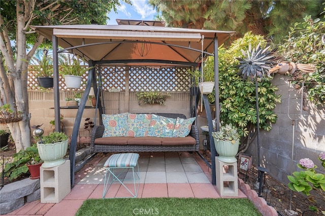 view of patio / terrace featuring a gazebo