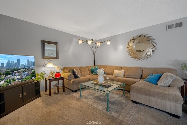 living room with carpet flooring