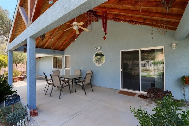 view of patio / terrace featuring ceiling fan