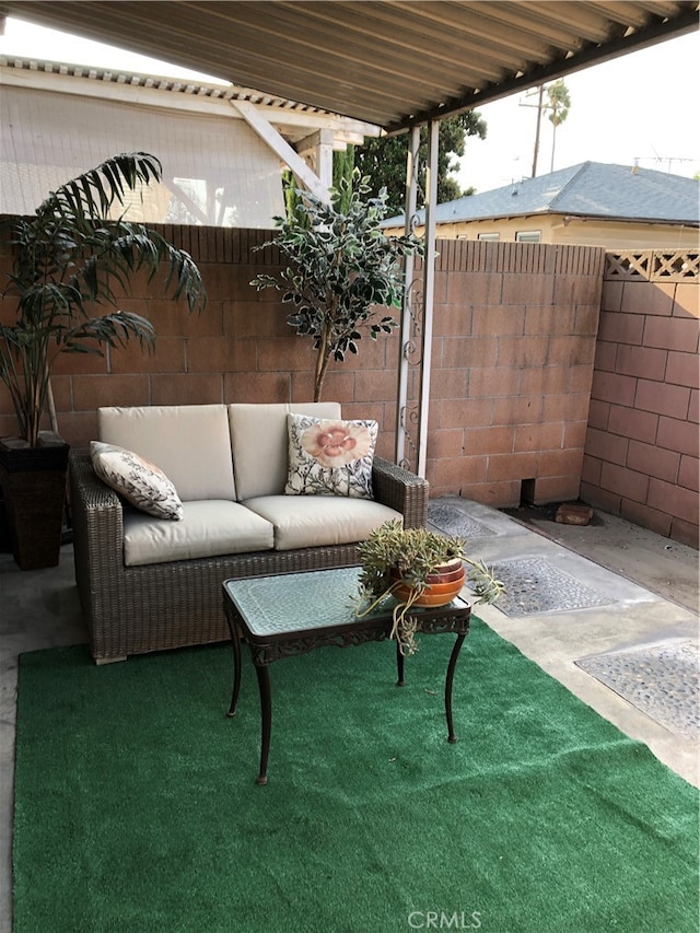 view of patio featuring an outdoor living space