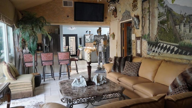 view of tiled living room