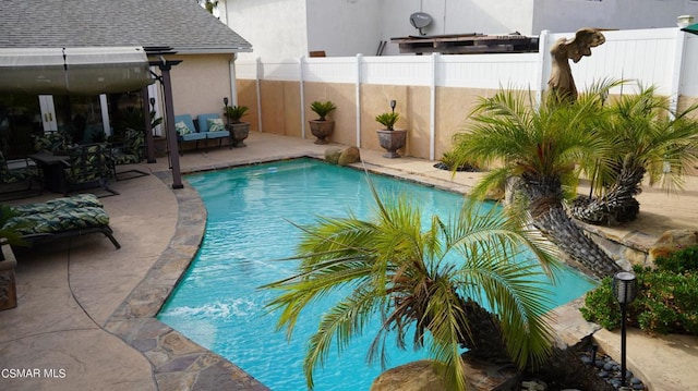 view of pool featuring a patio