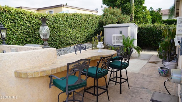 view of patio / terrace with a bar