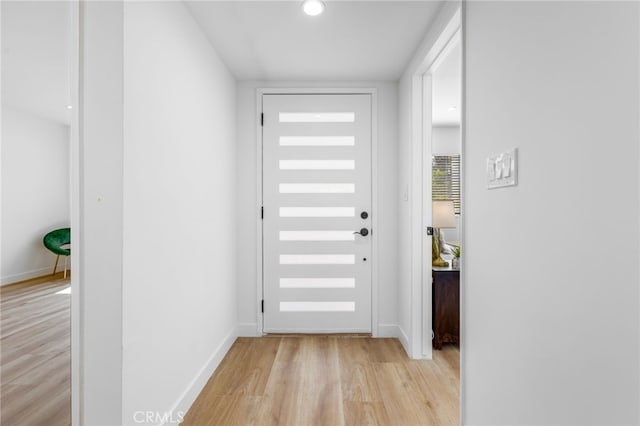 interior space with light hardwood / wood-style floors