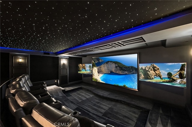 view of carpeted home theater room